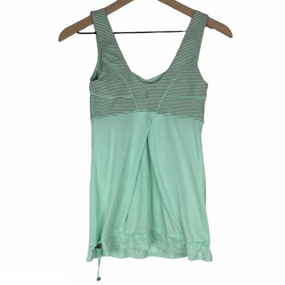 LULULEMON Tame Me Tank Top Fresh Teal Mini Hyper Stripe Loose Fit Luxstreme 2 - Picture 4 of 14